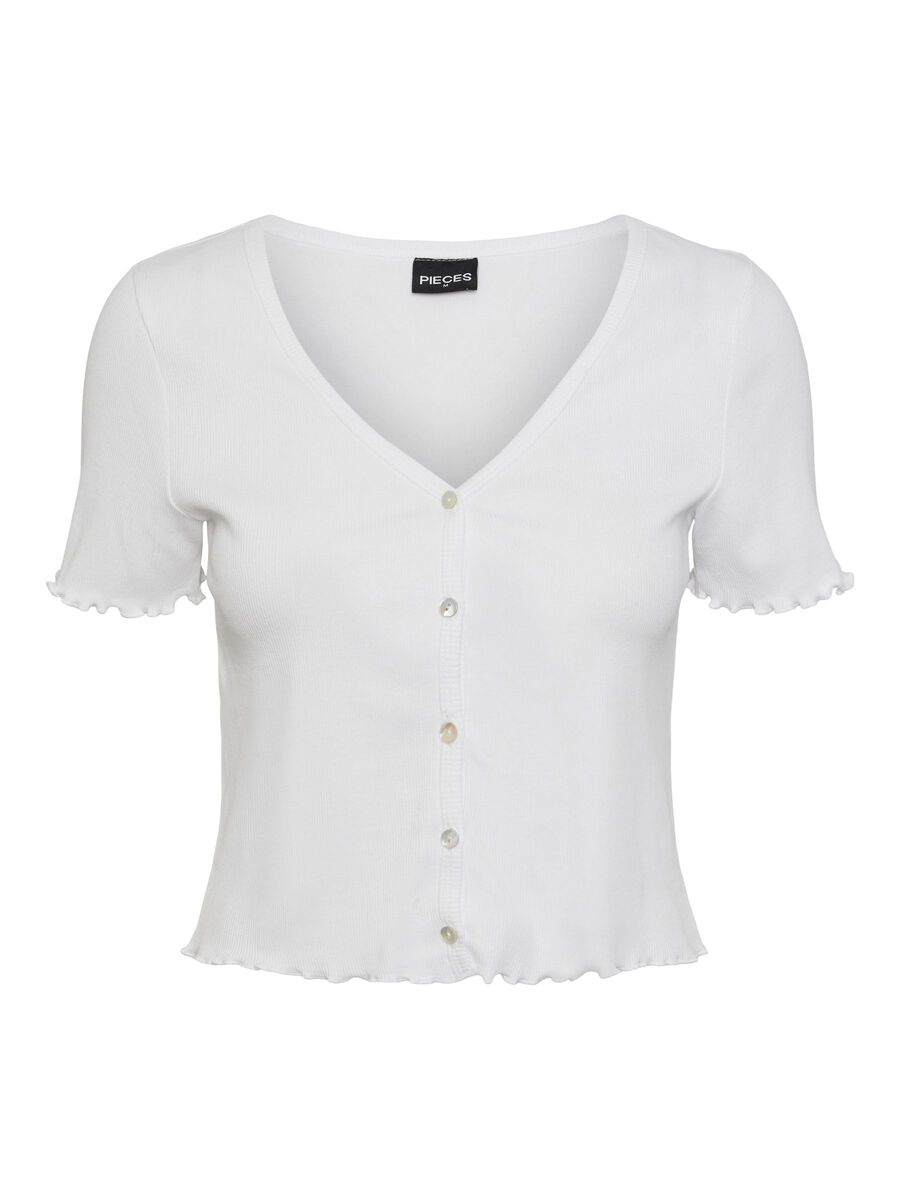 Pieces PCMADDY SHORT SLEEVED TOP, Bright White, highres - 17145716_BrightWhite_001.jpg