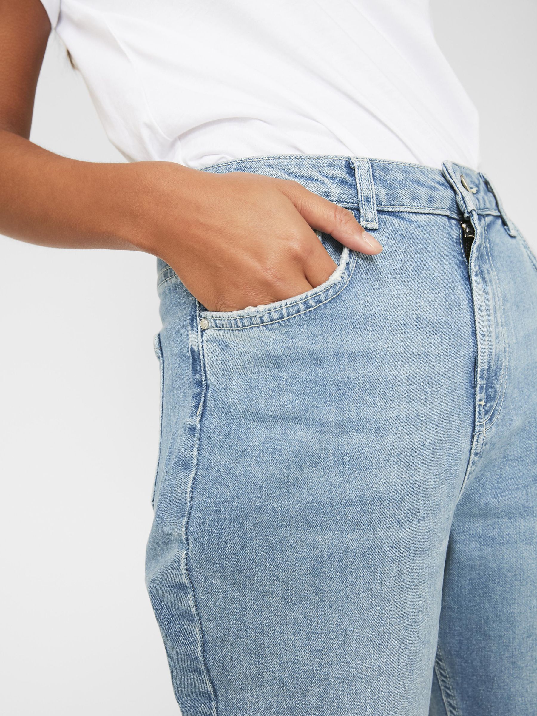 pieces leah mom hw ankle jeans light blue denim