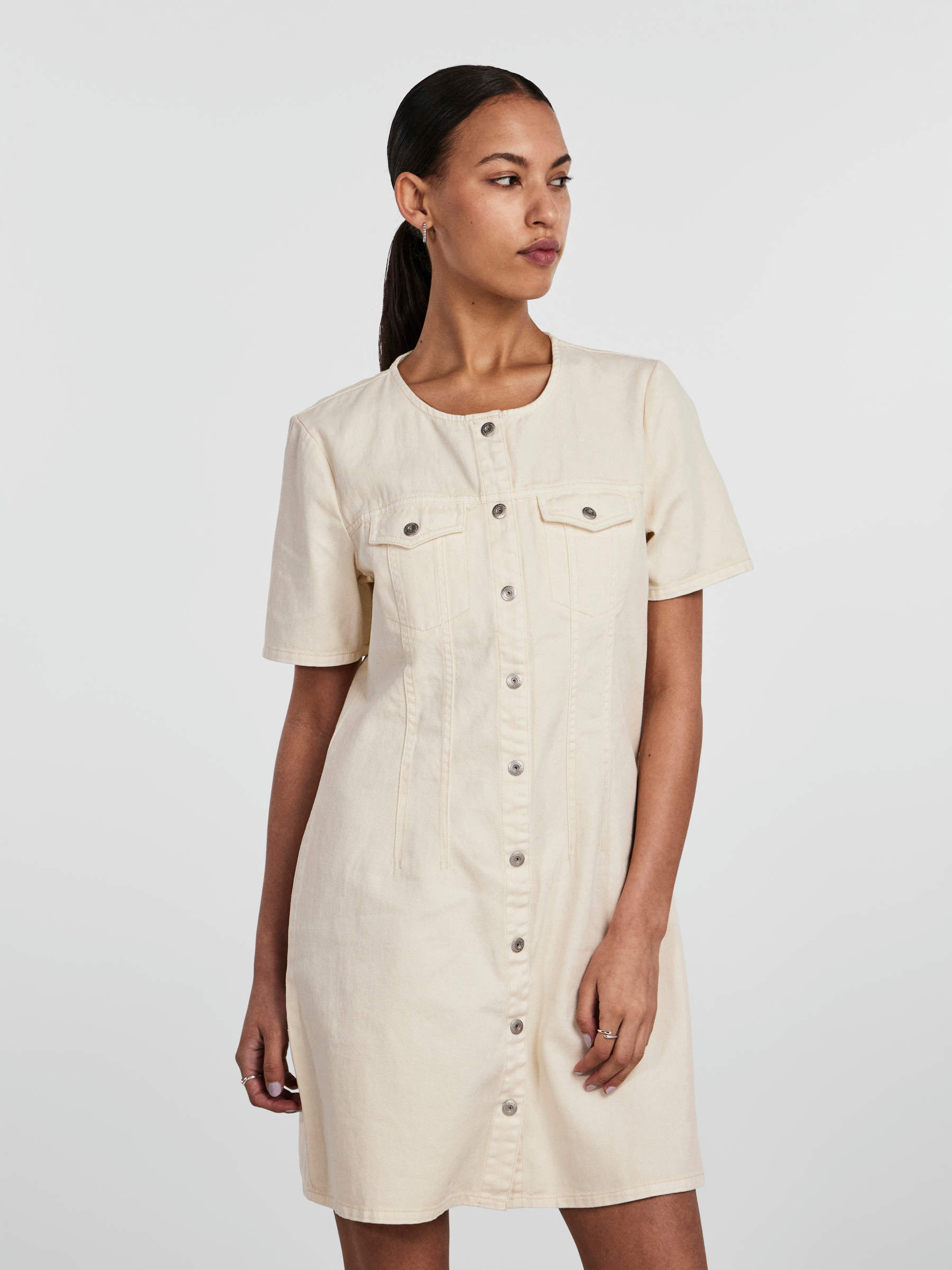 Witte shop denim jurk