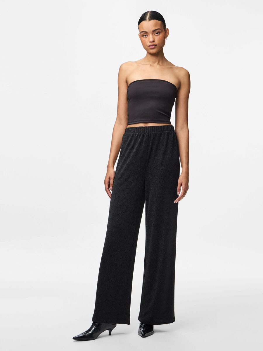 Carousel image - PCJINA WIDE-LEG TROUSERS, Black | 1