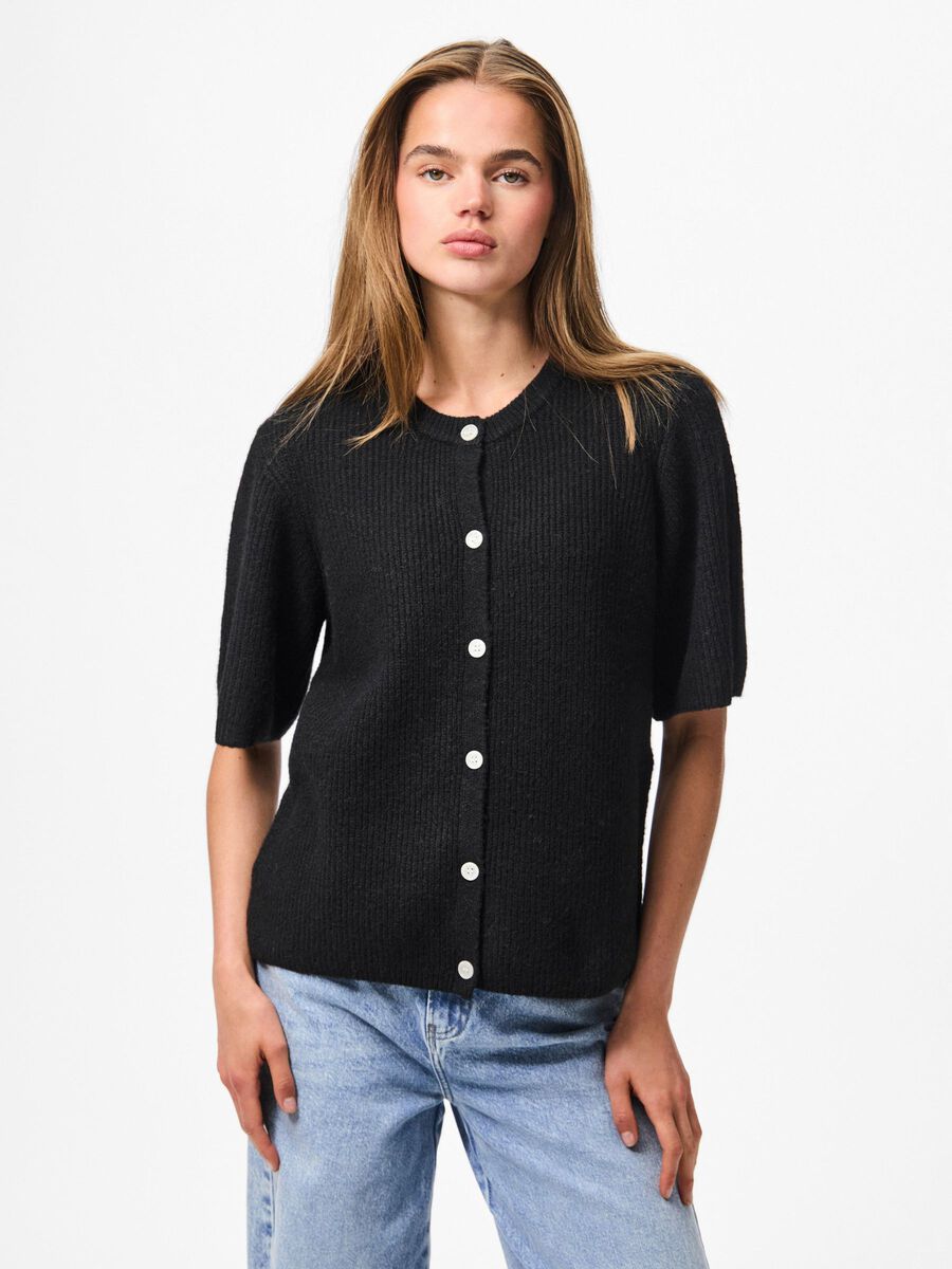 Pieces PCSILLY KORTE MOUWEN GEBREID VEST, Black, highres - 17158220_Black_003.jpg