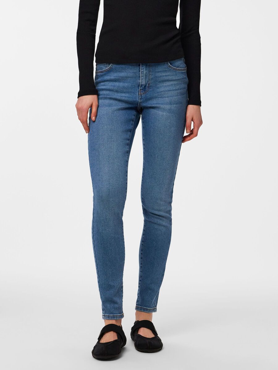 Product carousel image - PCDANA MW SKINNY FIT-JEANS, Medium Blue Denim | 1