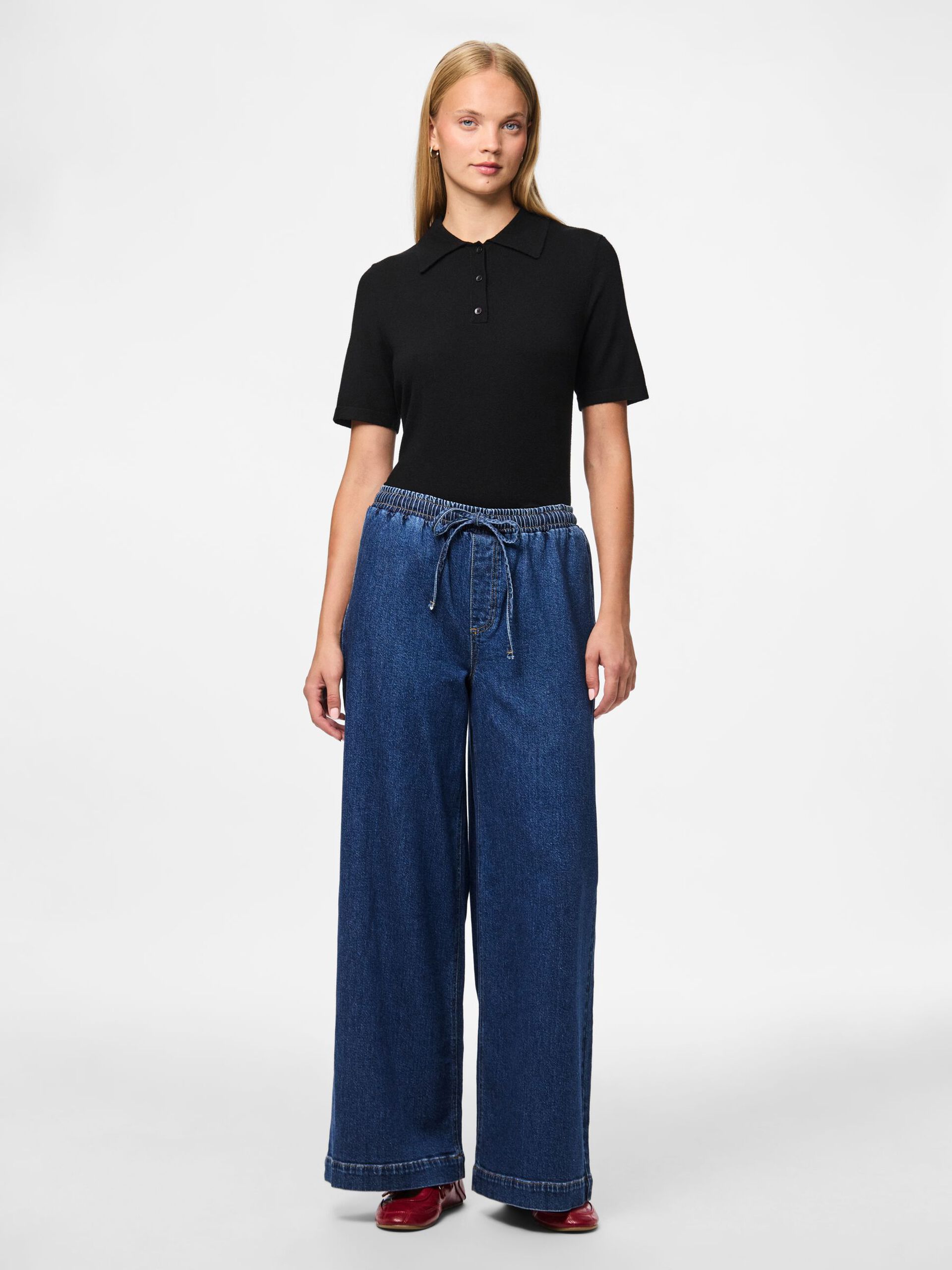 Pcsilke Mw Wide Colered Jeans Bright White