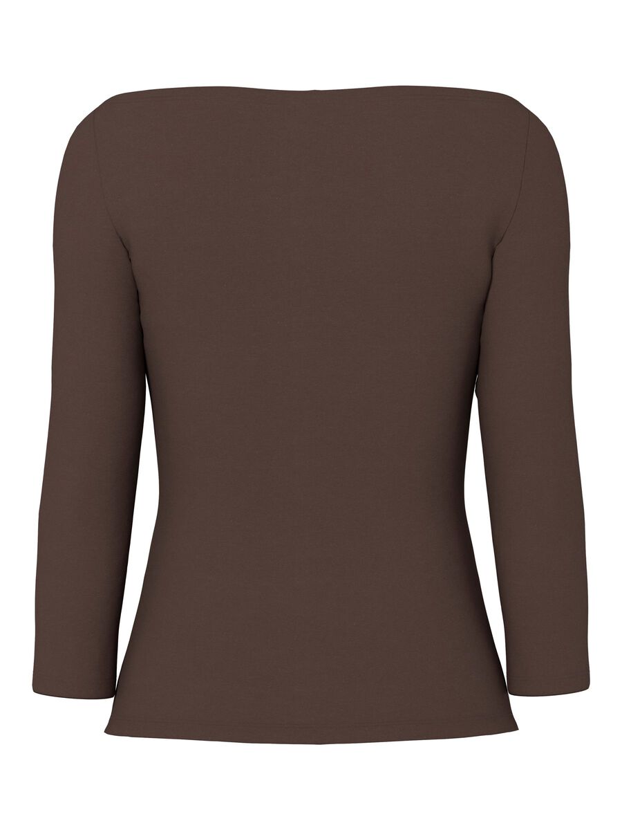 Carousel image - PCPHOEBE BOATNECK 3/4 SLEEVED TOP, Hot Fudge | 6
