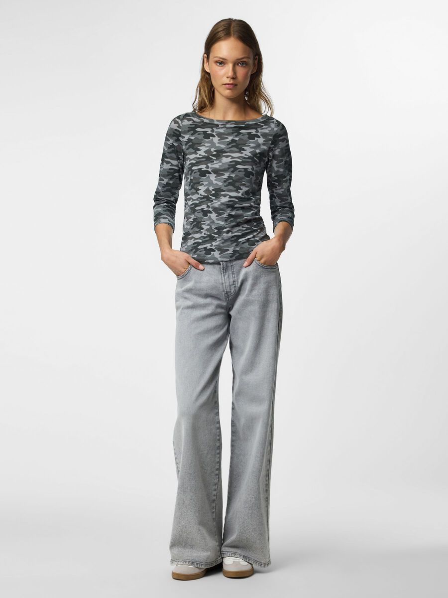 Product carousel image 1 PCPHOEBE BOATNECK 3/4 SLEEVED TOP, Light Grey Melange