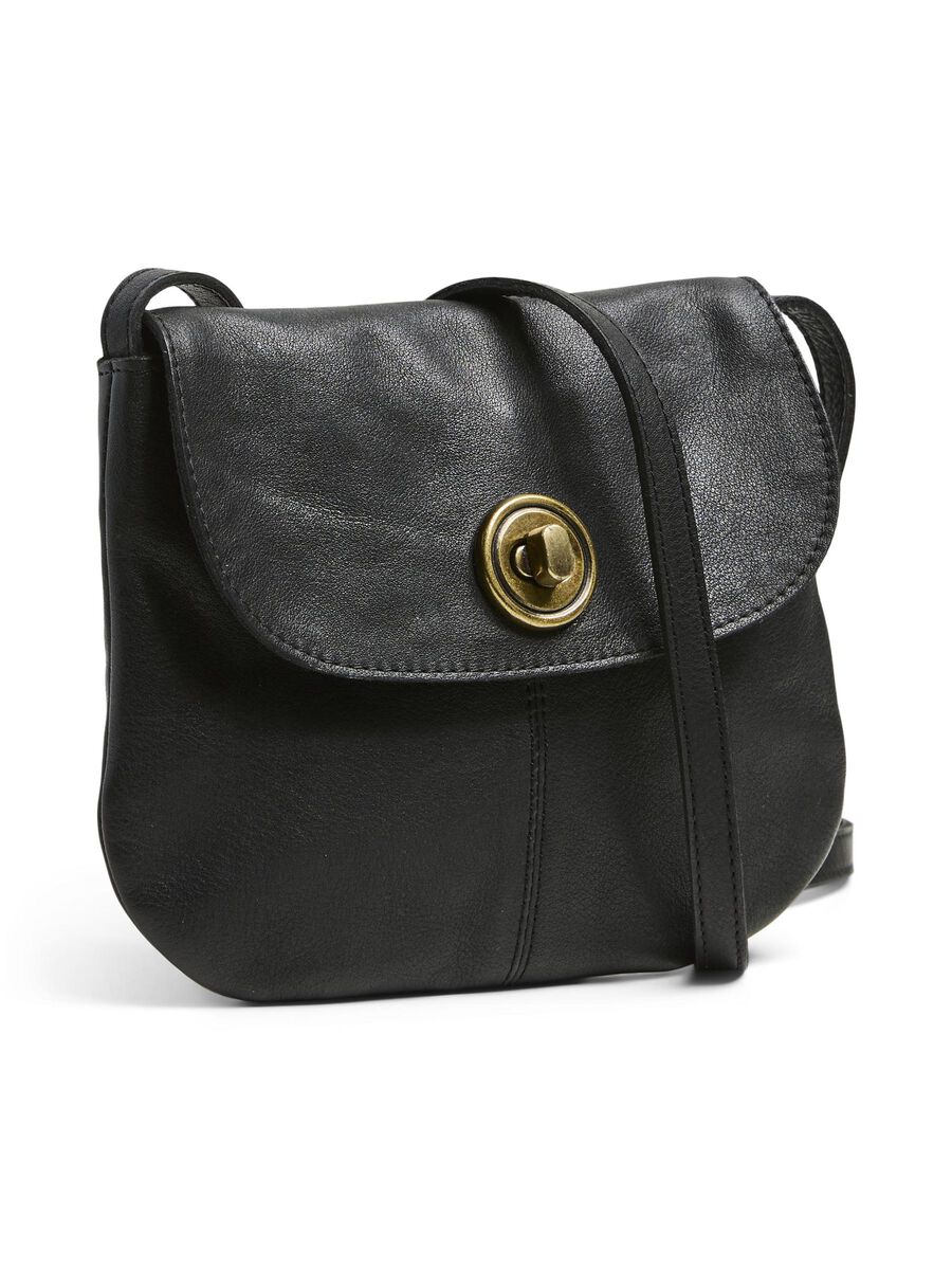 Pieces LEATHER CROSSBODY BAG, Black, highres - 17055353_Black_001.jpg