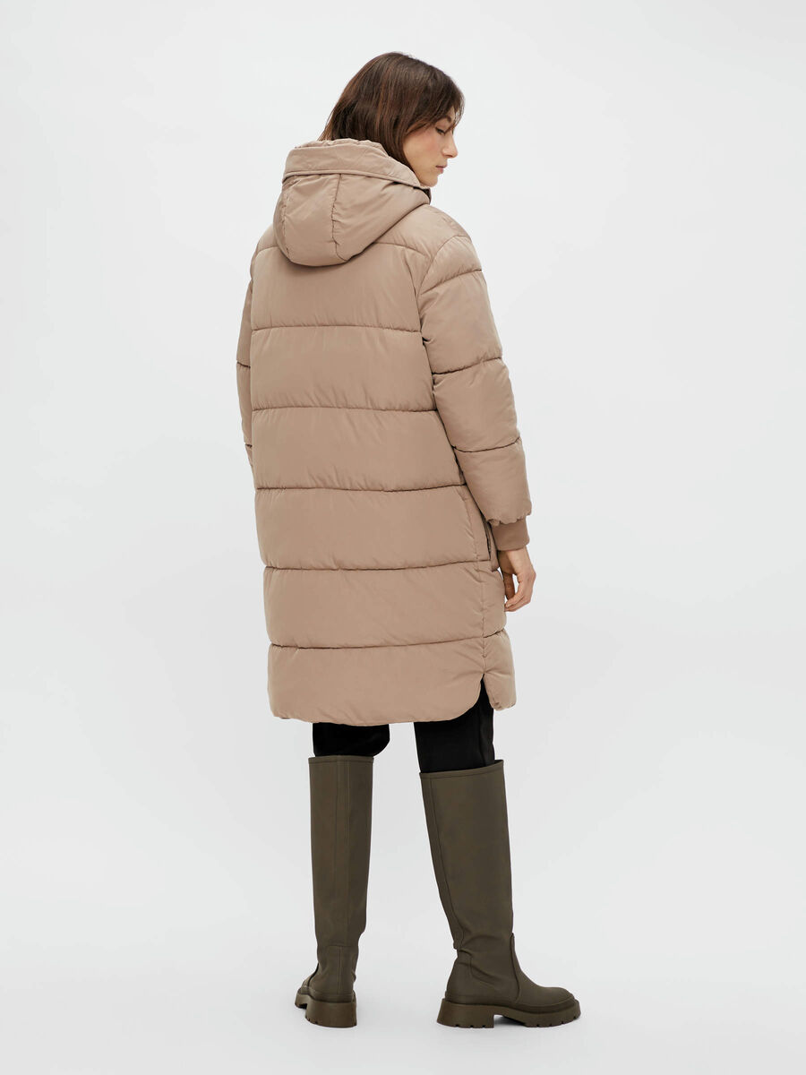 Pieces LONG PADDED JACKET, Taupe Gray, highres - 17107276_TaupeGray_004.jpg