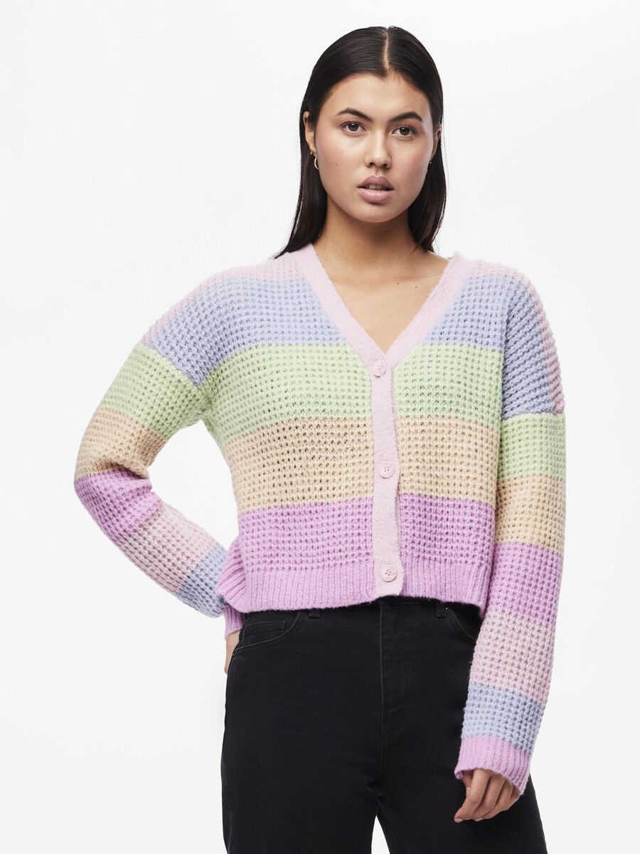 Pieces PCRAINBOW CARDIGAN EN MAILLE, Orchid Bloom, highres - 17151411_OrchidBloom_1130598_003.jpg