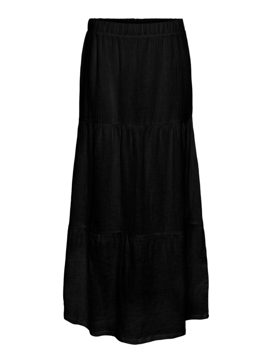 Pieces PCSIKKA HW COTTON MAXI SKIRT, Black, highres - 17152628_Black_001.jpg
