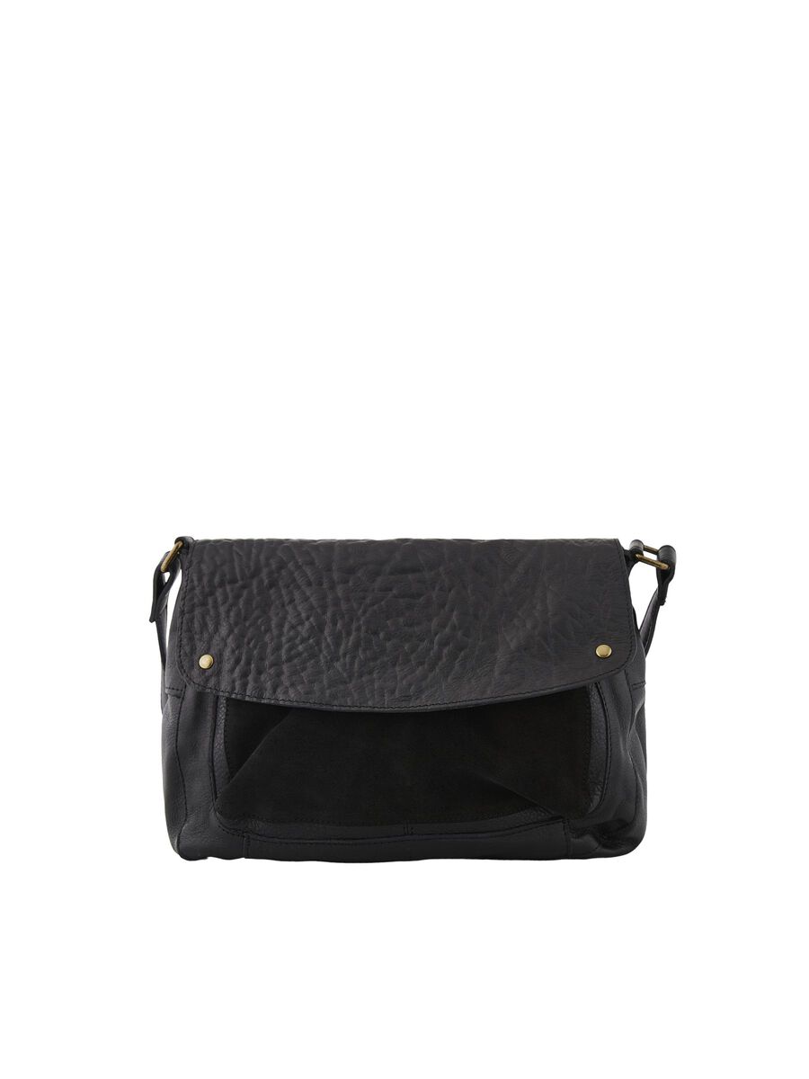 Pieces LEATHER CROSSBODY BAG, Black, highres - 17102054_Black_001.jpg