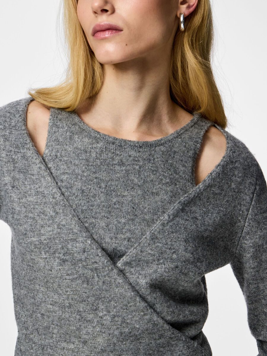 Carousel image - PCMAJI WRAP KNIT, Medium Grey Melange | 4