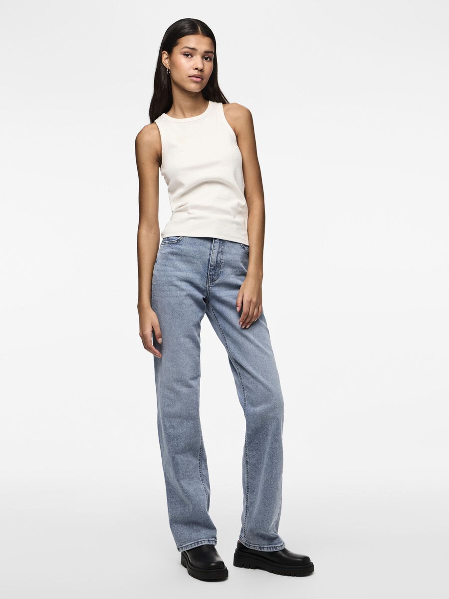 Pieces PCKELLY HW STRAIGHT FIT JEANS, Light Blue Denim, highres - 17148063_LightBlueDenim_005.jpg