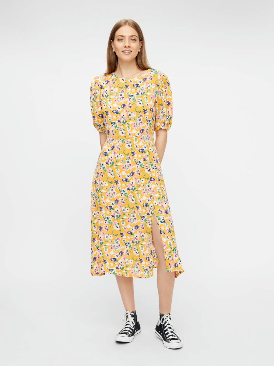 Pieces OPEN BACK FLORAL MIDI DRESS, Apricot, highres - 17103765_Apricot_759256_003.jpg
