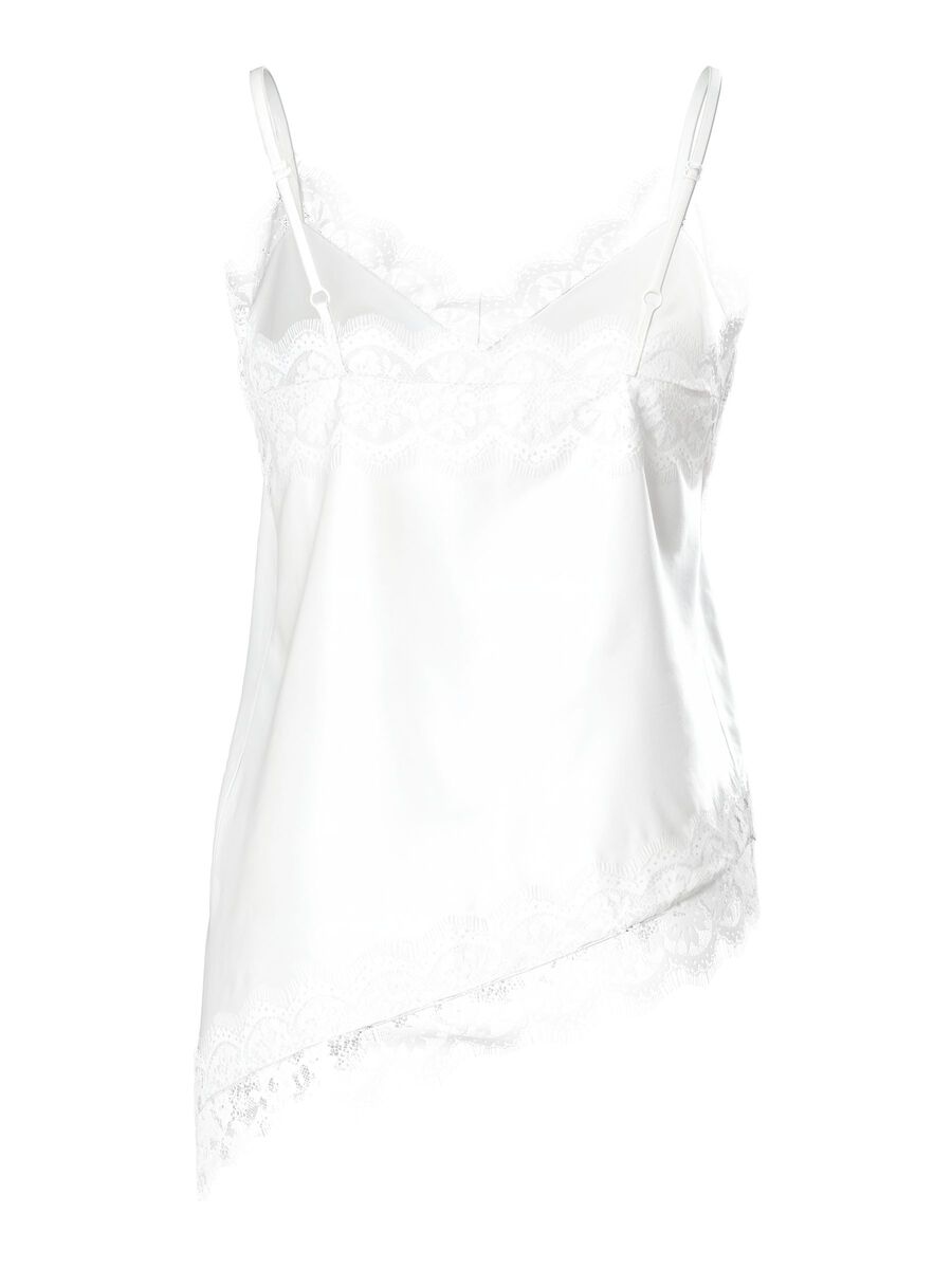 Carousel image - PCNOMI SATIN LACE STRAP TOP, Bright White | 2