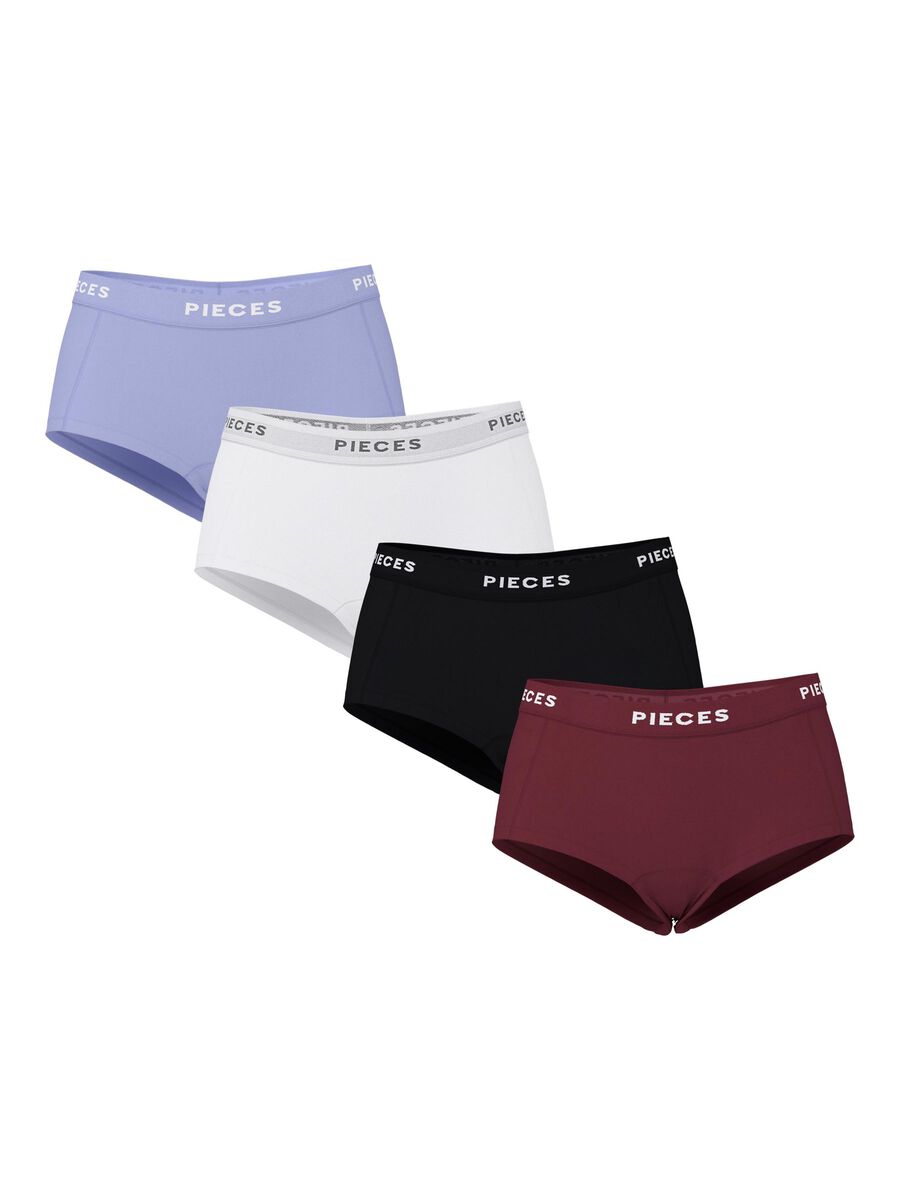 Pieces PCLOGO LADY 4ER-PACK BOXERSHORTS, Tawny Port, highres - 17106857_TawnyPort_1223839_001.jpg