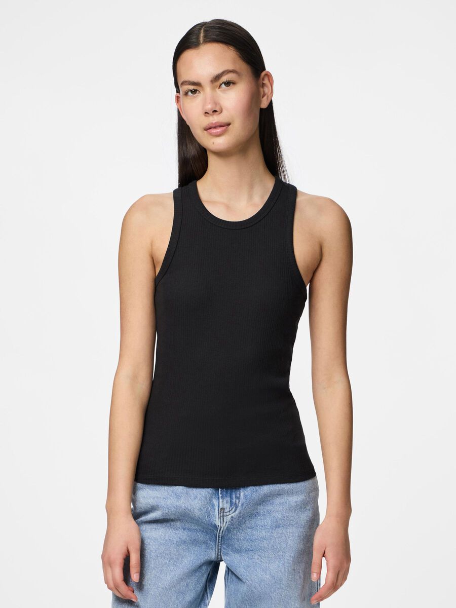 Pieces PCRUKA RIBBED TANK TOP, Black, highres - 17133673_Black_003.jpg