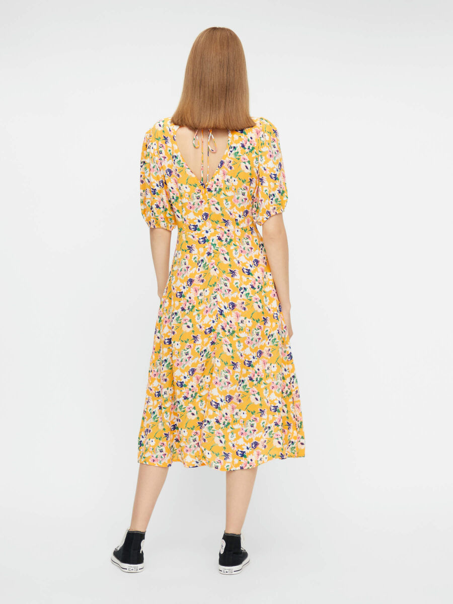 Pieces OPEN BACK FLORAL MIDI DRESS, Apricot, highres - 17103765_Apricot_759256_004.jpg