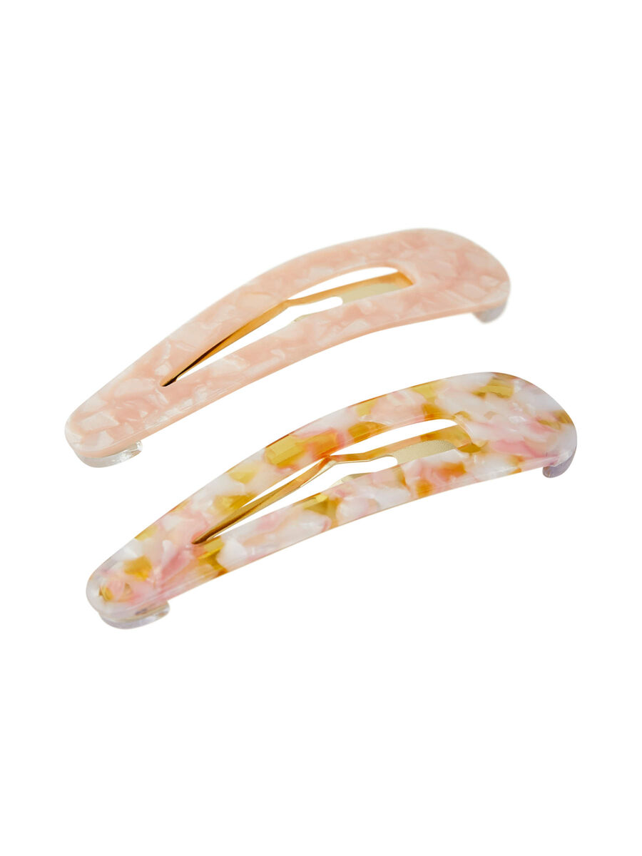 Pieces 2-PACK MARBLE LOOK HAIR CLIPS, Gold Colour, highres - 17101241_GoldColour_736094_001.jpg
