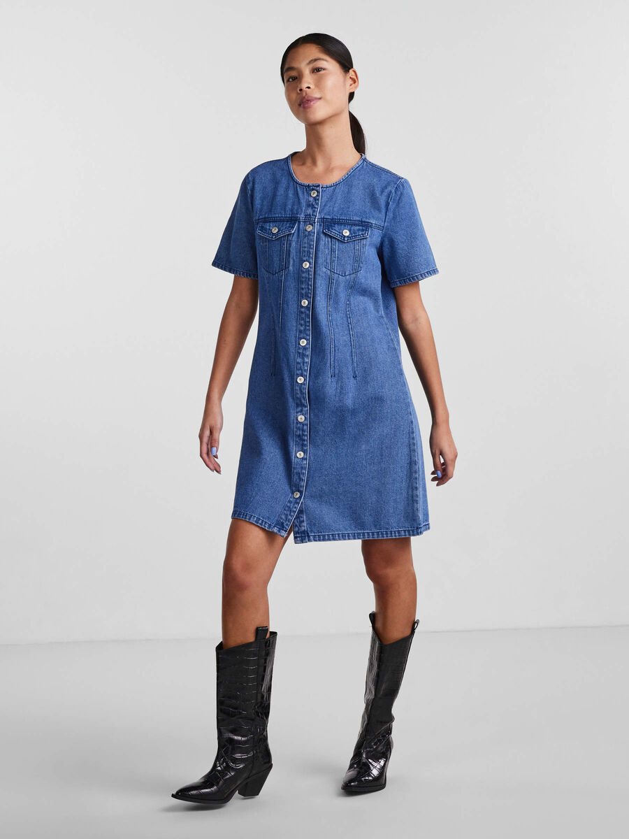 Fritagelse uddøde lejlighed PCTARA DENIMKJOLE | Blå | PIECES® Danmark