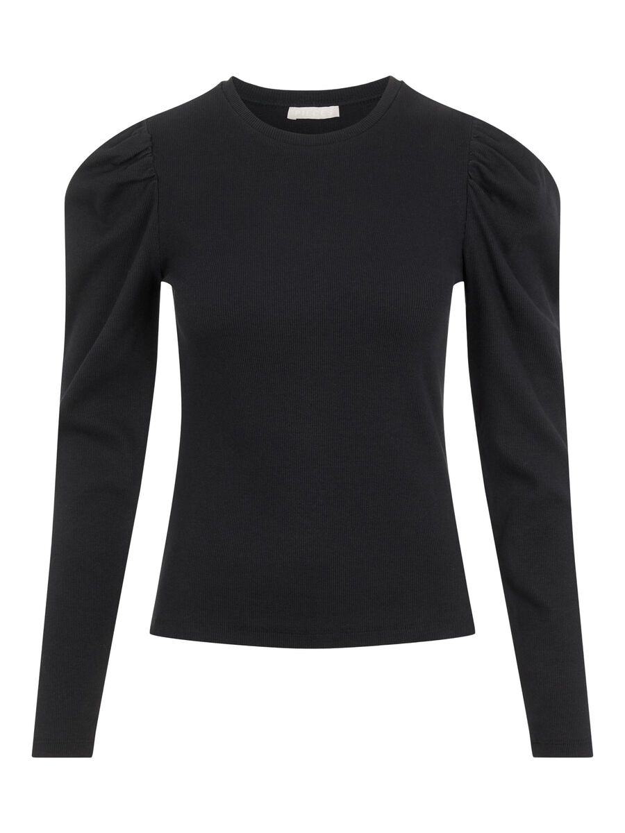 Carousel image - PUFF SHOULDER LONG SLEEVED TOP, Black | 6