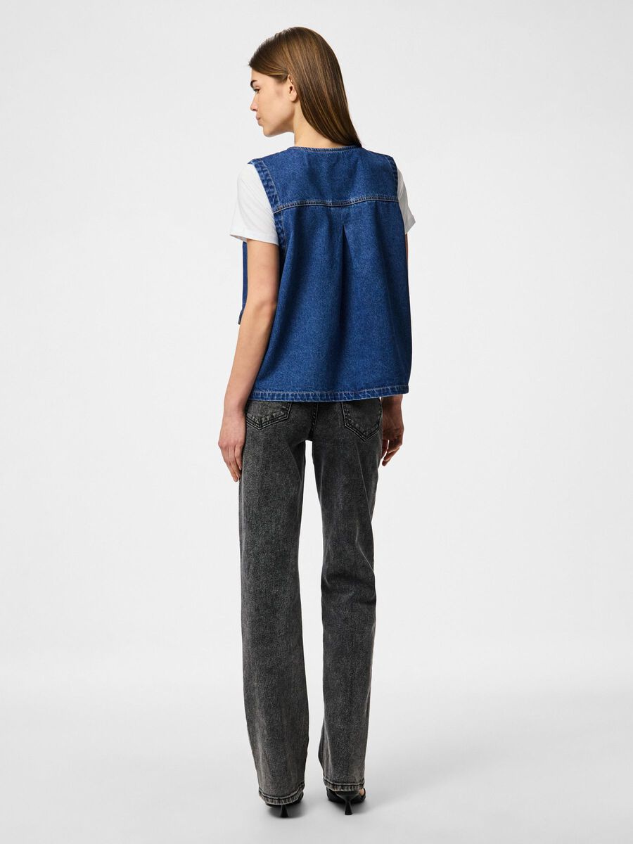 Pieces PCFENNA DENIM TIE TOP, Dark Blue Denim, highres - 17161125_DarkBlueDenim_004.jpg