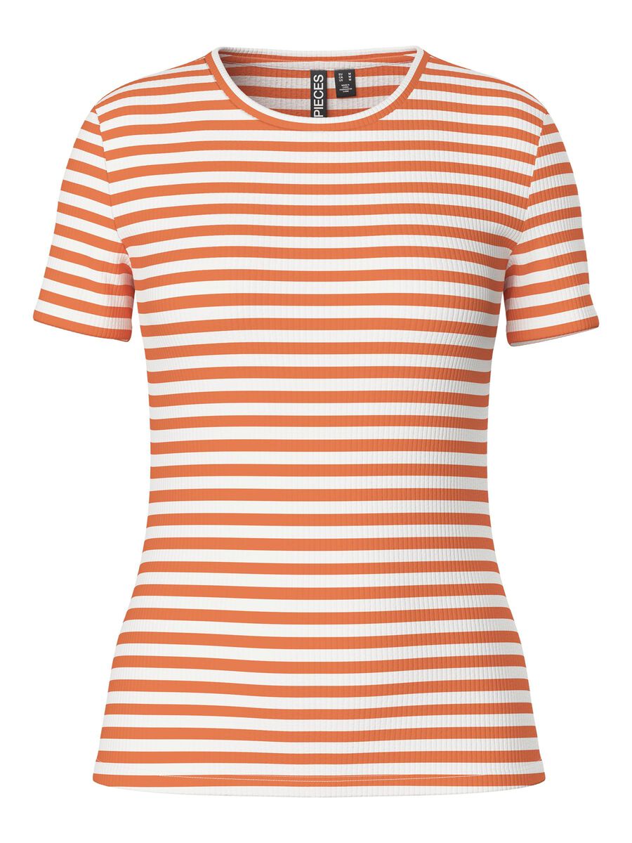 Product carousel image - PCRUKA RIBBED T-SHIRT, Mandarin Orange | 1