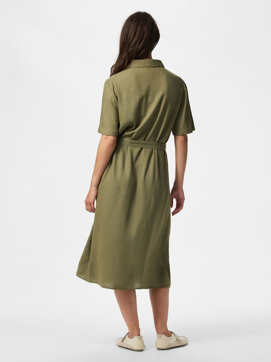 Product carousel image - PCPIA LINEN BLEND SHIRT DRESS, Deep Lichen Green | 2