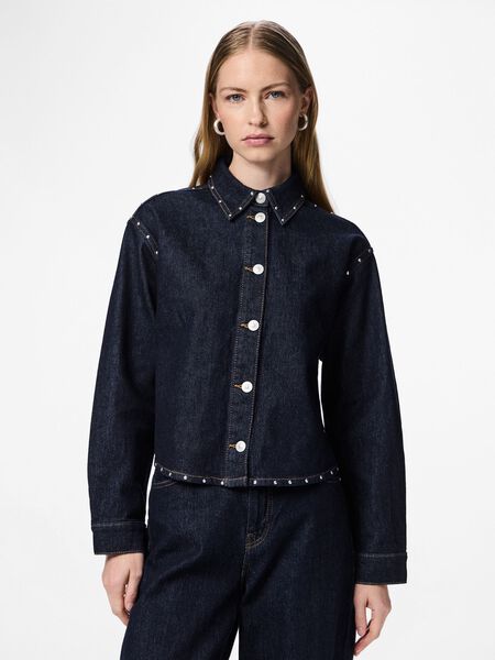 Pieces PCKARLA DENIMSKJORTE, Dark Blue Denim, highres - 17165839_DarkBlueDenim_1277940_003.jpg