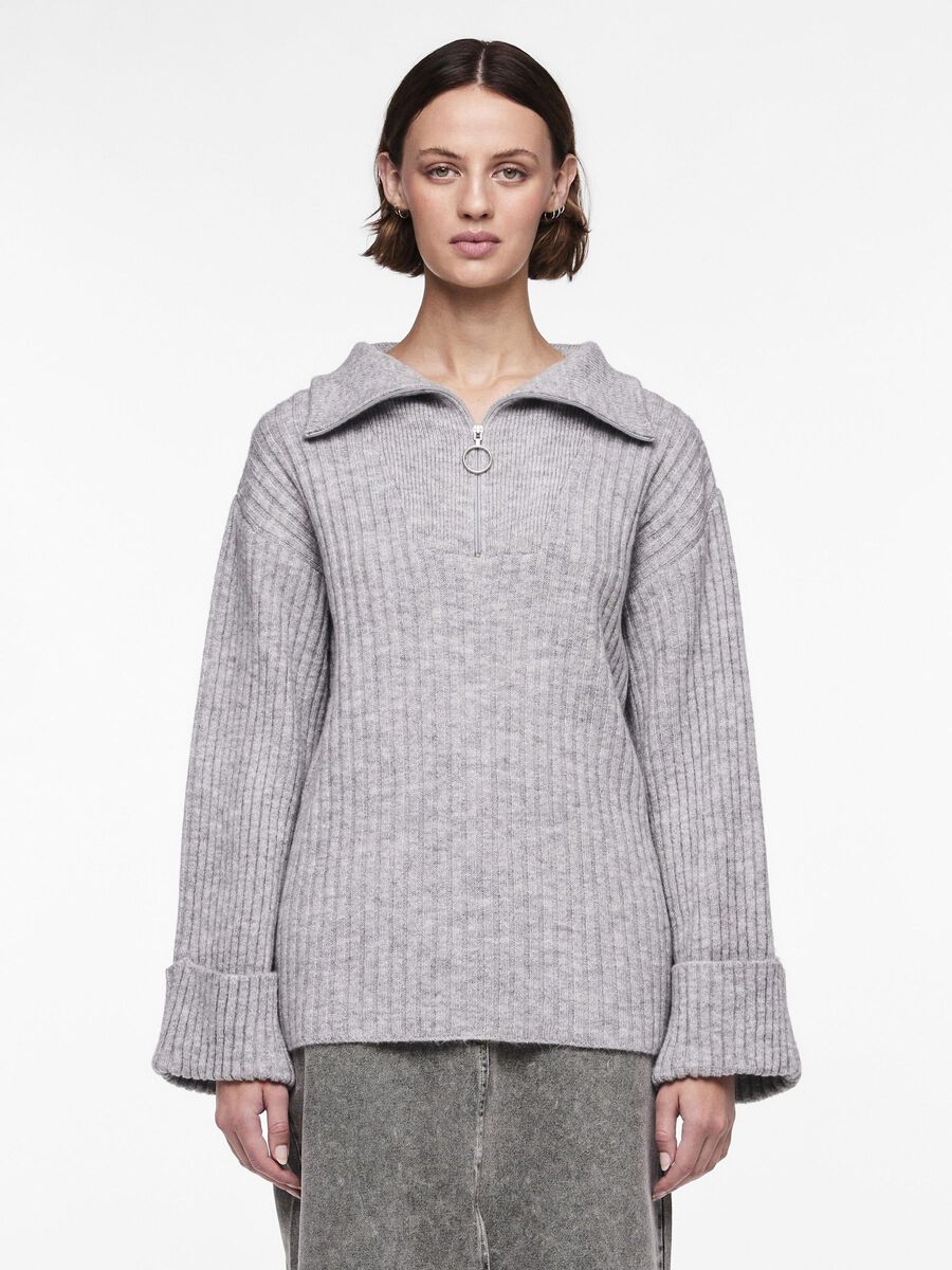 Pieces DZIERGANY SWETER, Light Grey Melange, highres - 17133680_LightGreyMelange_003.jpg