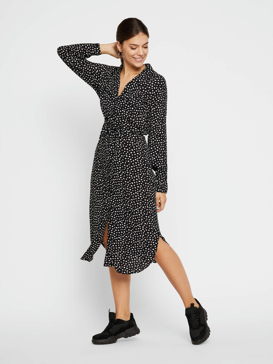 Pieces FLECKED VISCOSE SHIRT DRESS, Black, highres - 17101913_Black_741608_003.jpg