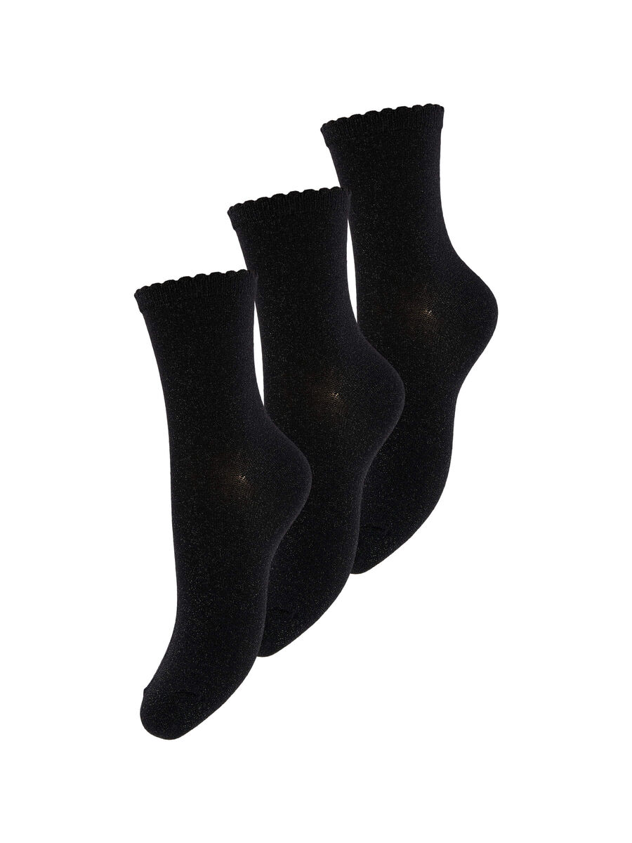 Pieces PCSEBBY 3-PACK GLITTER SOCKS, Black, highres - 17114641_Black_928871_001.jpg