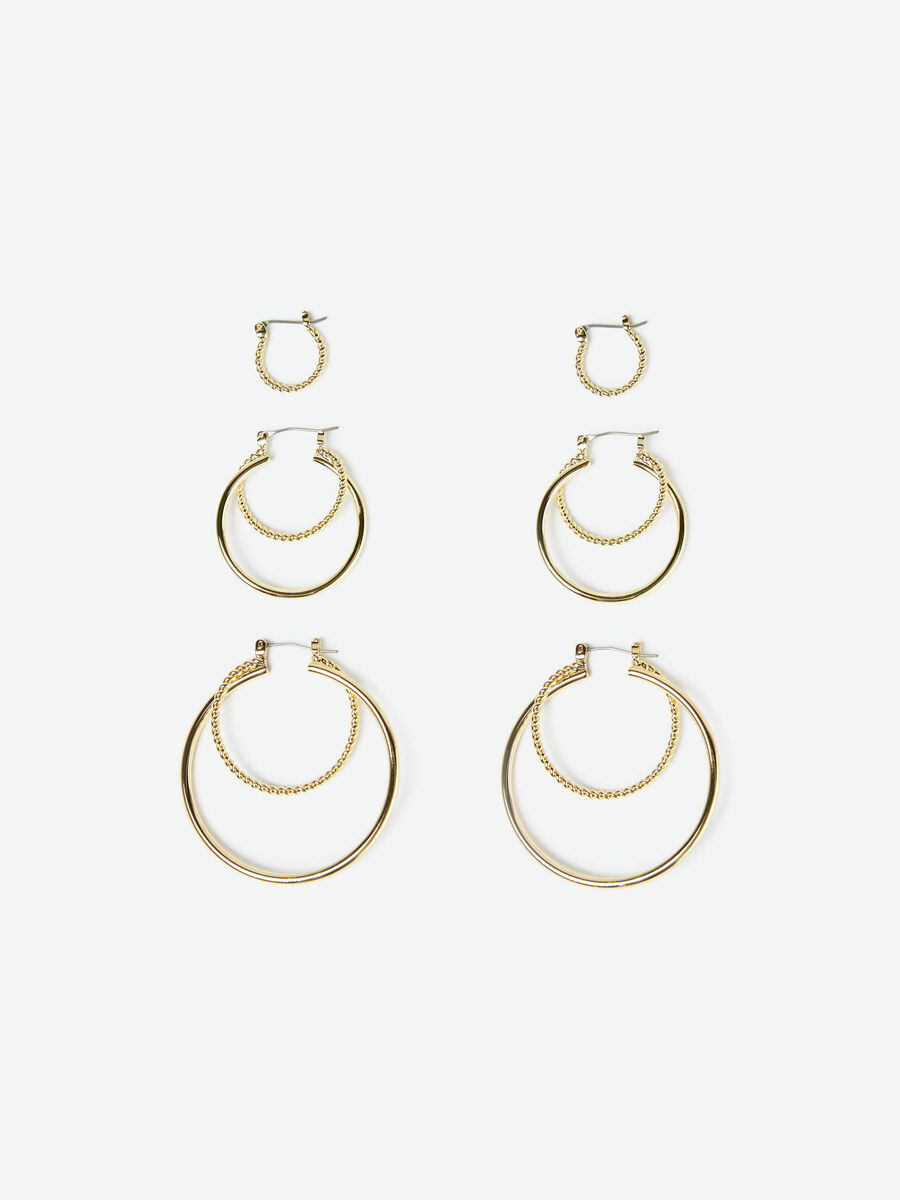 Pieces 3-PACK CREOL EARRINGS, Gold Colour, highres - 17093920_GoldColour_001.jpg