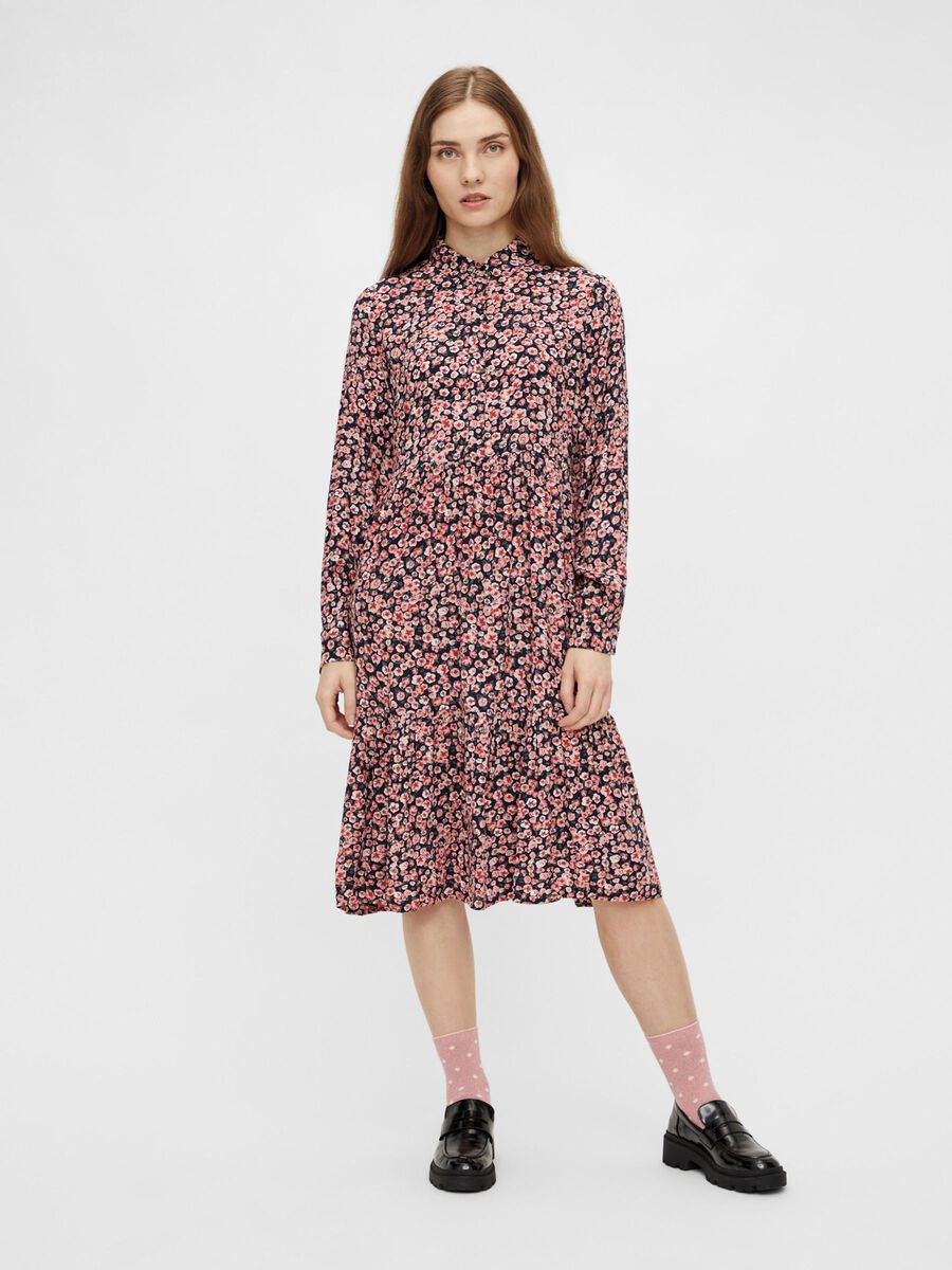 Pieces FLORAL PRINTED MIDI DRESS, Navy Blazer, highres - 17107868_NavyBlazer_878080_003.jpg