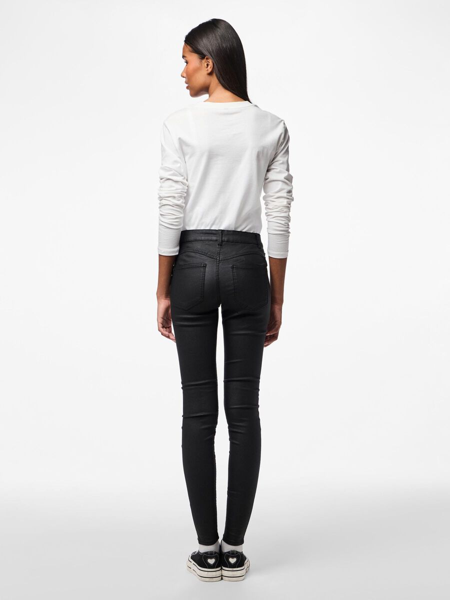 Pieces PCSHAPE-UP MW SKINNY FIT JEANS, Black, highres - 17108412_Black_004.jpg