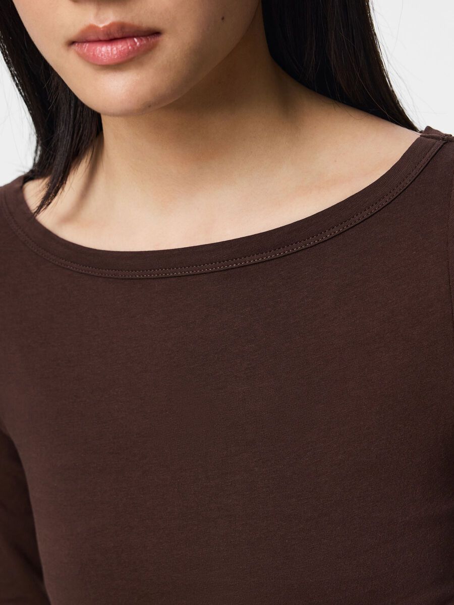 Carousel image - PCPHOEBE BOATNECK 3/4 SLEEVED TOP, Hot Fudge | 4