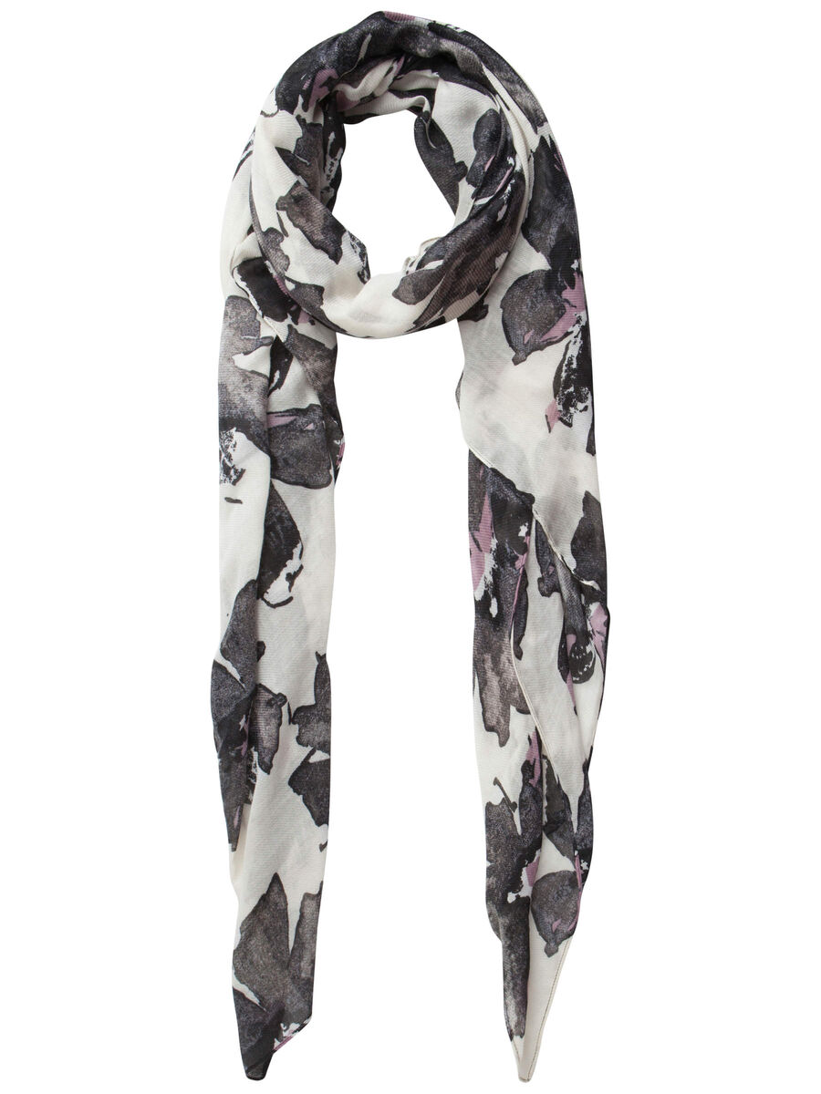 Pieces LONG FLOWERED SCARF, Black, highres - 17082728_Black_001.jpg