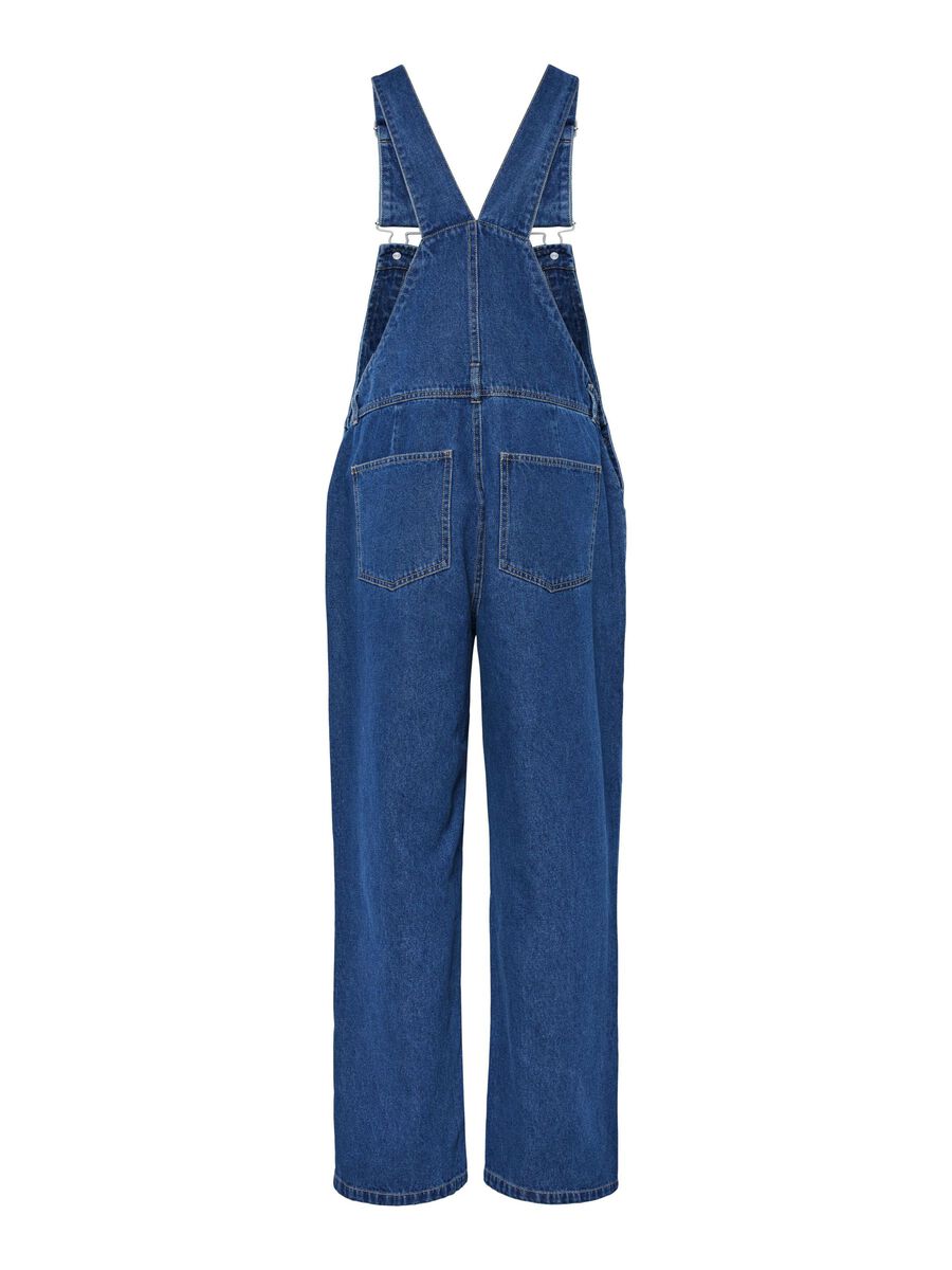 Pieces PCFENNA DENIM LATZHOSE, Dark Blue Denim, highres - 17161134_DarkBlueDenim_002.jpg