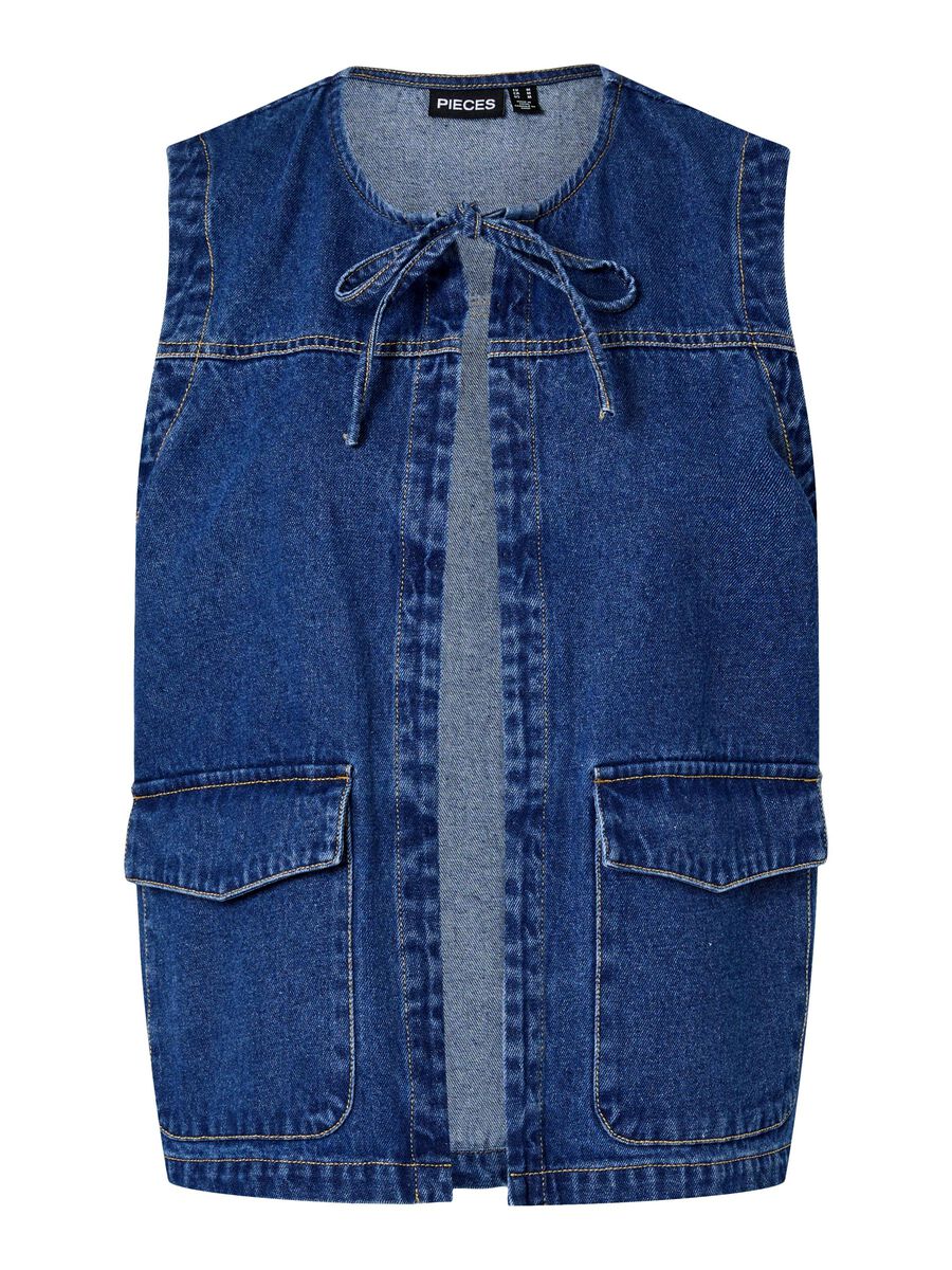 Pieces PCFENNA GEBUNDENE JEANS OBERTEIL, Dark Blue Denim, highres - 17161125_DarkBlueDenim_001.jpg