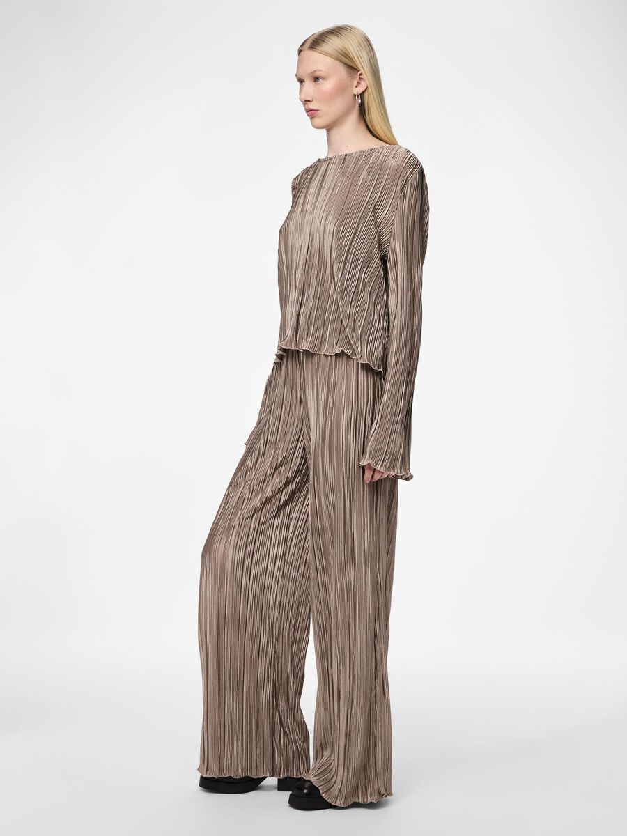 Pieces PCNORA WIDE-LEG TROUSERS, Fossil, highres - 17153246_Fossil_005.jpg