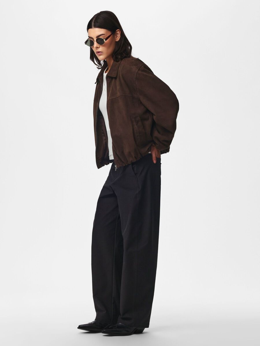 Carousel image - PCTILLA SUEDE LEATHER BOMBER JACKET, Hot Fudge | 5