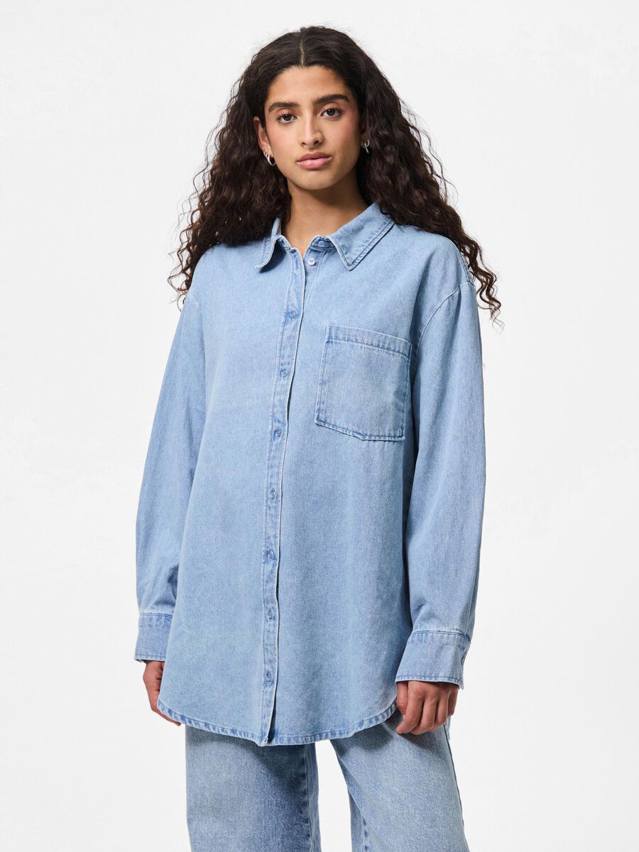 Pieces PCMAISIE DENIM SHIRT, Light Blue Denim, highres - 17150991_LightBlueDenim_003.jpg