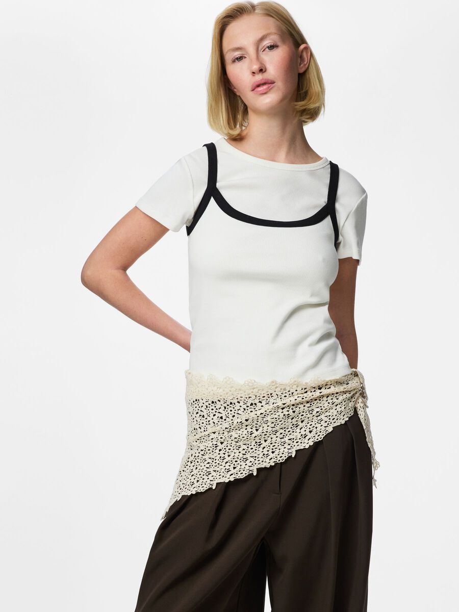 Carousel image - PCKASMIN TRIANGLE CROCHET  SCARF, Eggnog | 3