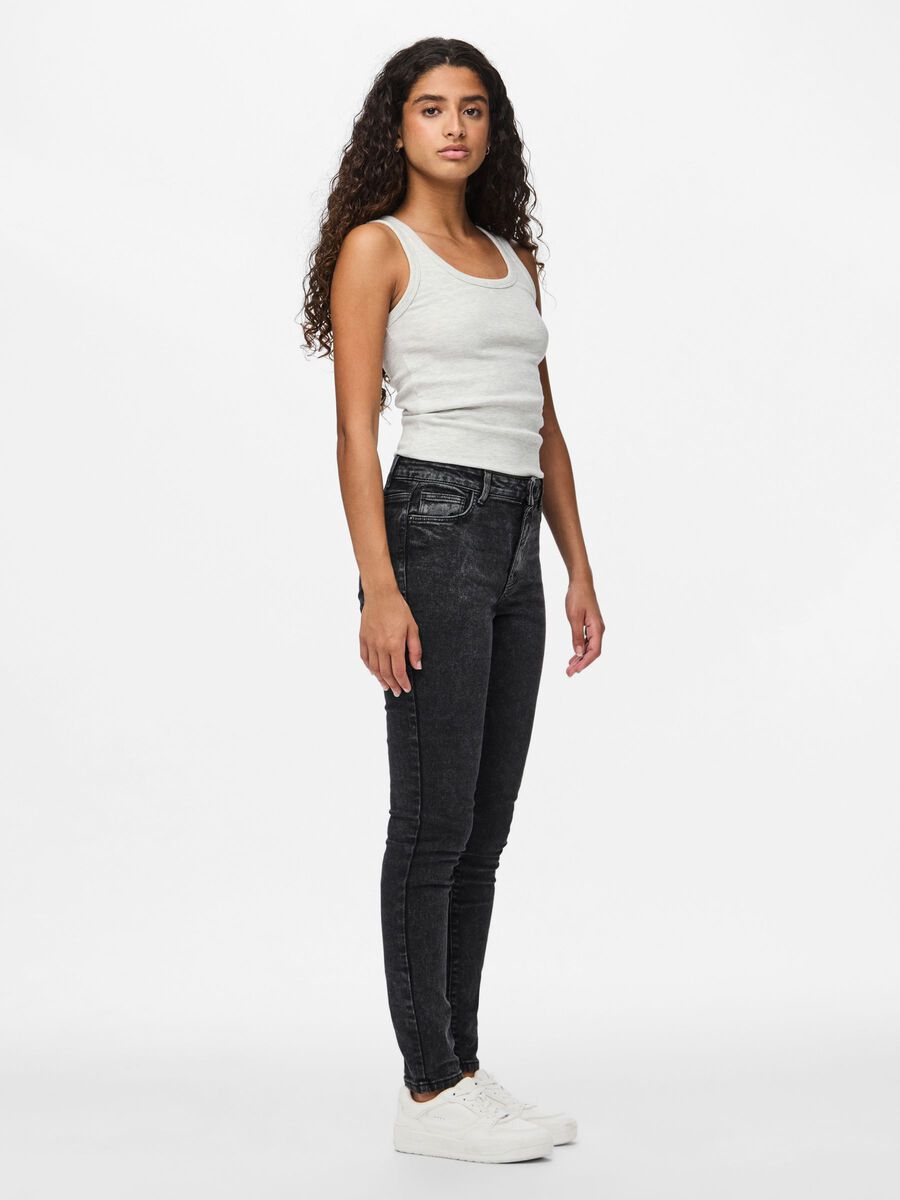 Carousel image - PCDANA MW SKINNY FIT JEANS, Dark Grey Denim | 1
