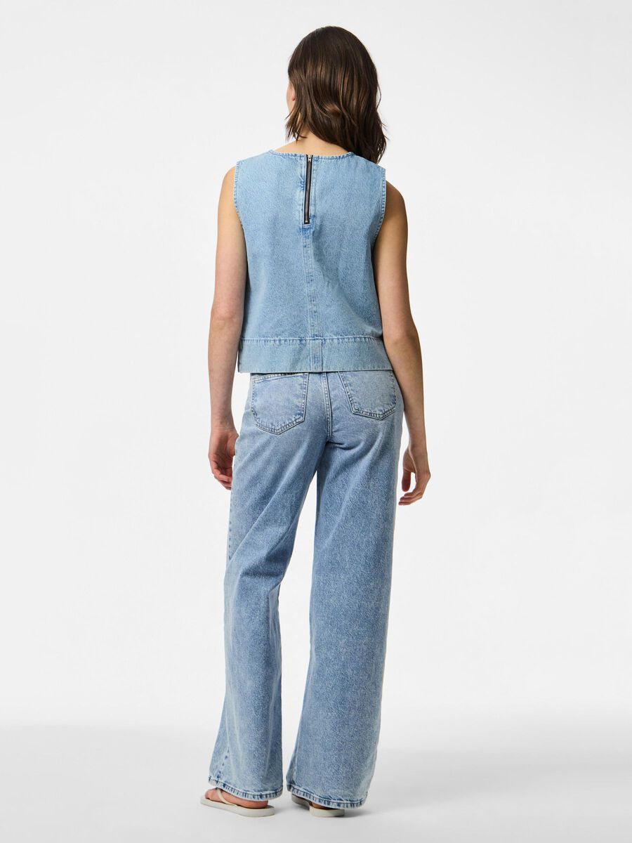 Pieces PCNOEL RHINESTEN DENIM TOP, Light Blue Denim, highres - 17160031_LightBlueDenim_1245782_004.jpg
