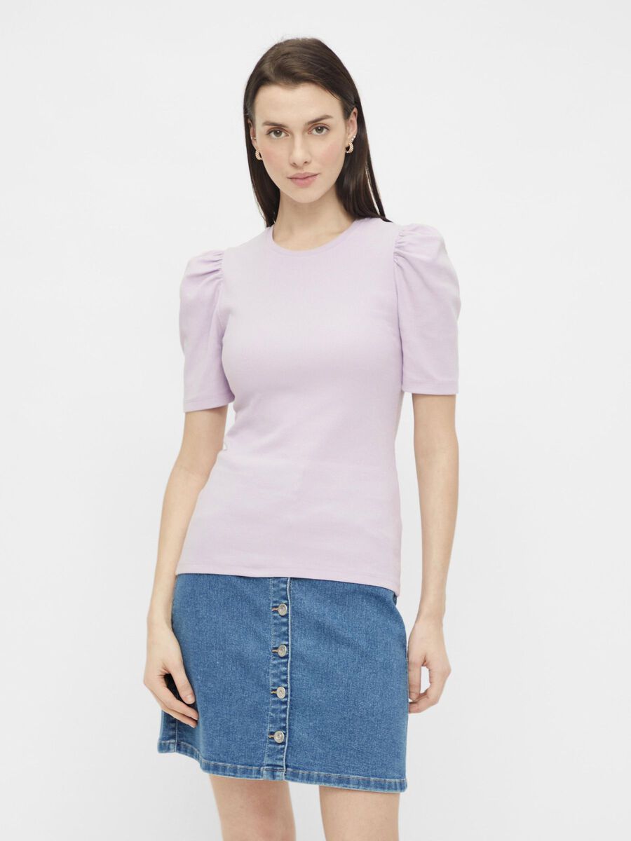 Pieces PUFF SLEEVED RIB TOP, Orchid Bloom, highres - 17110522_OrchidBloom_820185_003.jpg