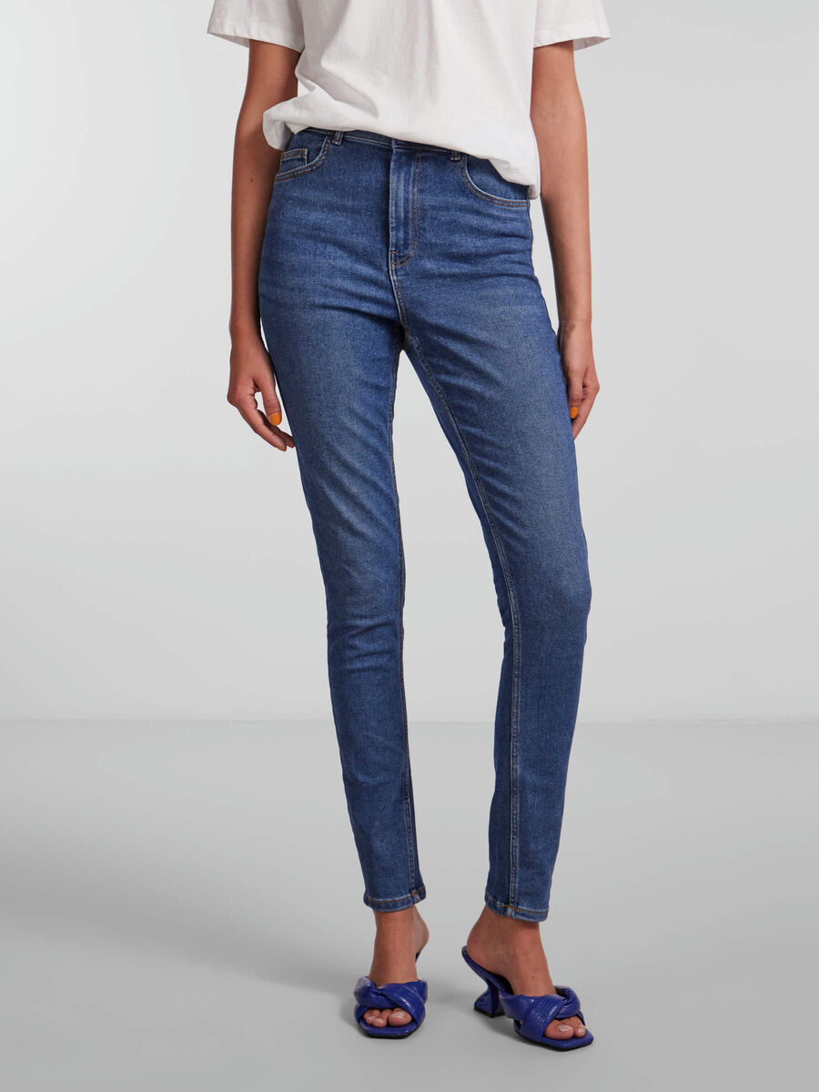 Pieces PCHIGHFIVE HW JEANS, Medium Blue Denim, highres - 17128129_MediumBlueDenim_003.jpg