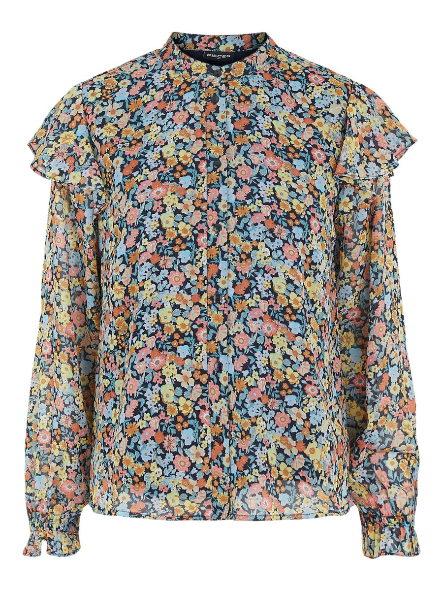 Pieces BLOMSTERPRINT LANGERMET TOPP, Black, highres - 17112764_Black_844276_001.jpg