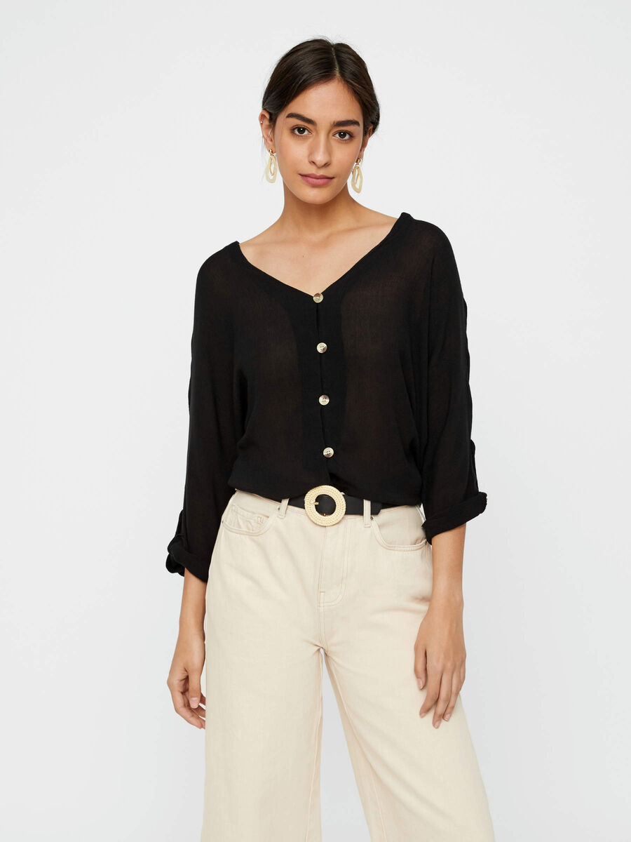 Pieces BUTTON-UP VISCOSE BLOUSE, Black, highres - 17099422_Black_003.jpg