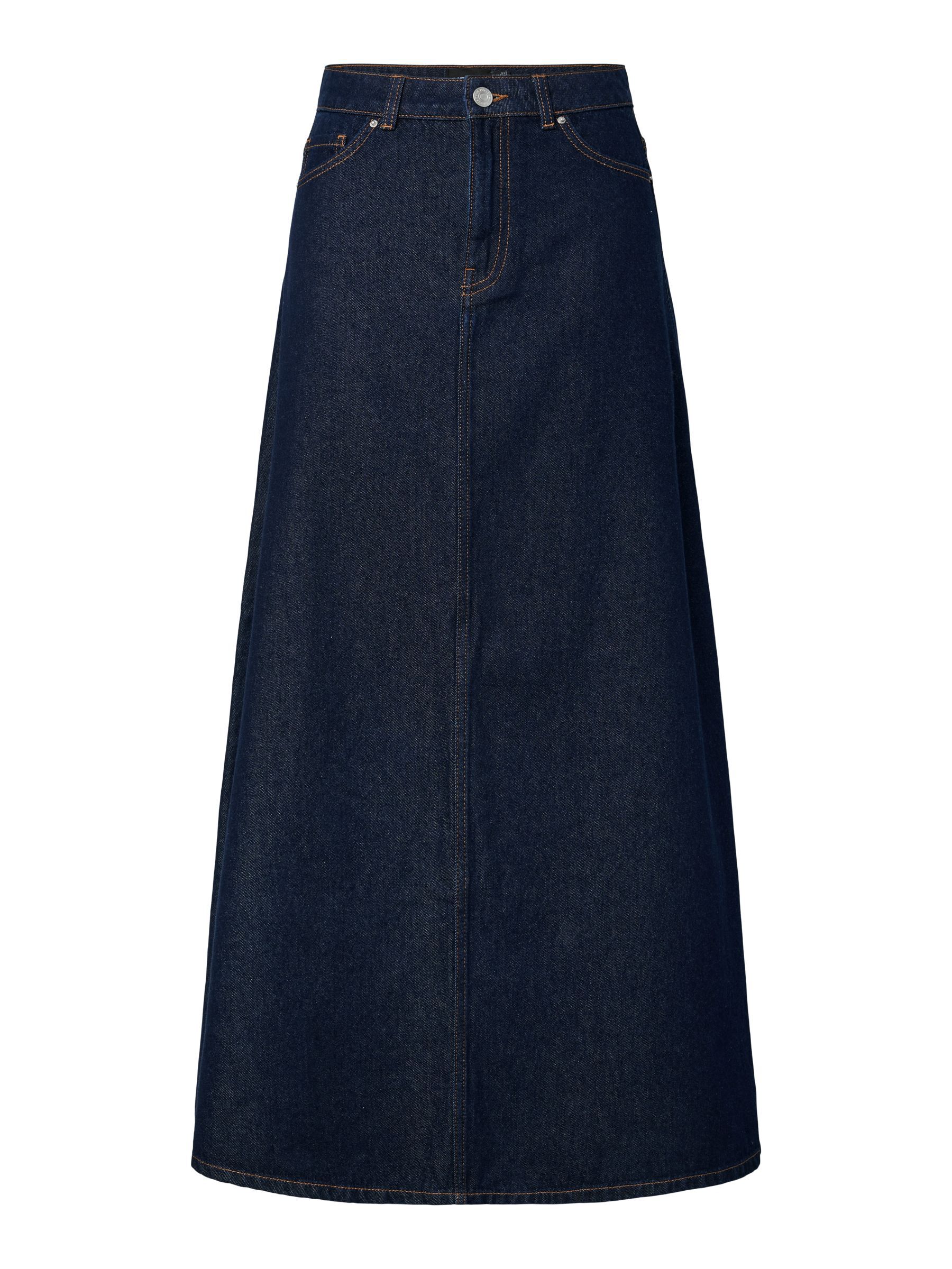 PCJULES LONG DENIM SKIRT | Blue | PIECES® Switzerland