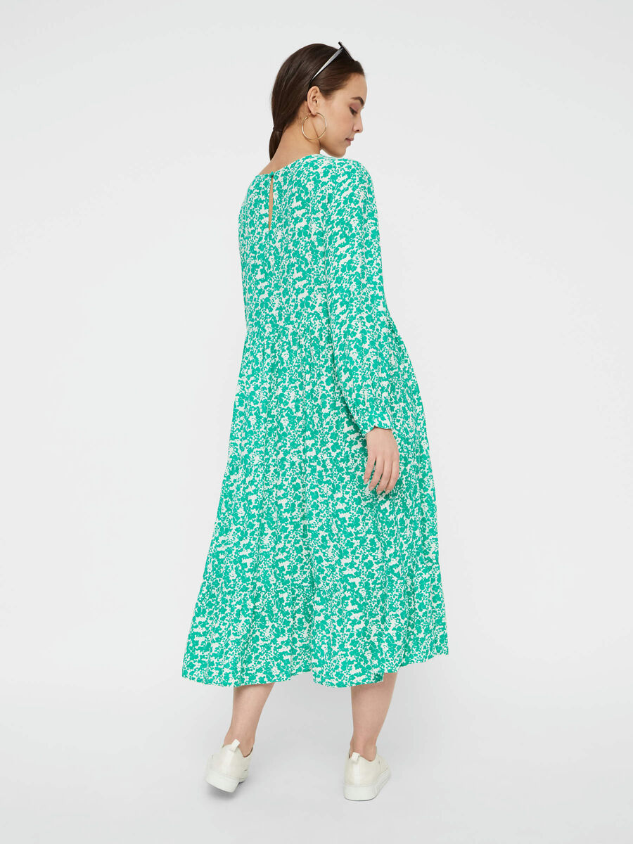 Pieces BLOMSTERPRINTET MIDI KJOLE, Simply Green, highres - 17097823_SimplyGreen_721144_004.jpg